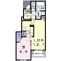 ハイビスカス 1LDKの間取図画像