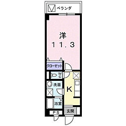エスペランサ・ヤマダ 1Kの間取図画像