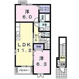 マーベラスアンジュ1 2LDKの間取図画像