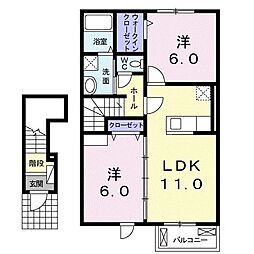 センパフローレンスI 2階2LDKの間取り