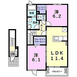 メゾン相生2 2LDKの間取図画像