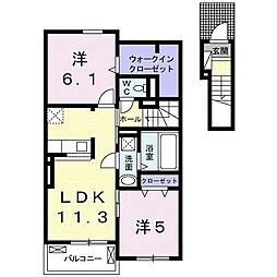 メゾンドットＭ 2階2LDKの間取り