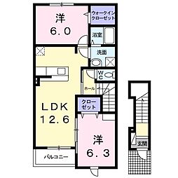 クラール・ブリーゼ 2LDKの間取図画像