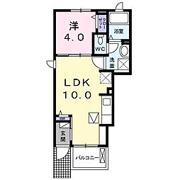Ａプレイス 1階1LDKの間取り