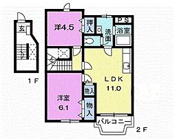 ヌーヴォーマツダB 2LDKの間取図画像