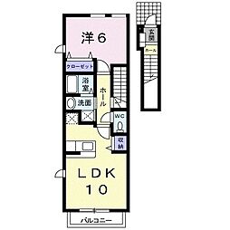 アルモニーアンジュA 1LDKの間取図画像