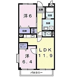 サンライズ三崎 2LDKの間取図画像