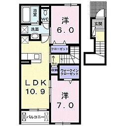 ストリート 2LDKの間取図画像