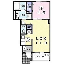 メゾン　ナチュール 1階1LDKの間取り
