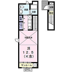 パールオーシャン ワンルームの間取図画像