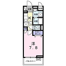 グリーンナギ 1Kの間取図画像