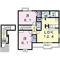 パラシオ 2LDKの間取図画像