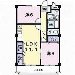 ドゥウエルY 2LDKの間取図画像