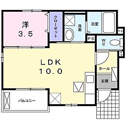 デルタA 1LDKの間取図画像