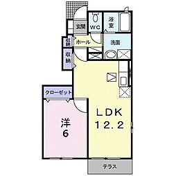 リアン・ロジュマンA 1LDKの間取図画像