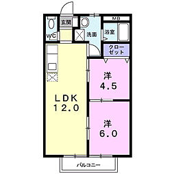 サンホーム 1階2LDKの間取り