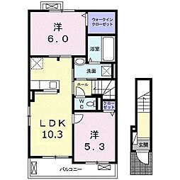 Casablanca2 2LDKの間取図画像