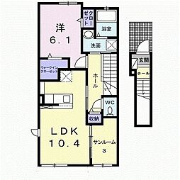 エレガンス1 1LDKの間取図画像