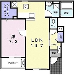 サニーホワイト6 1LDKの間取図画像