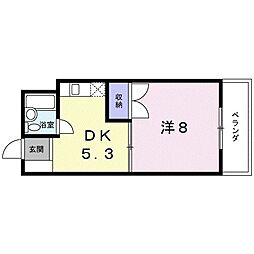 グリーンハイツ 3階1DKの間取り