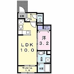 ストロベリーフィールド 1LDKの間取図画像