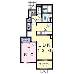 リバーサイドエイム 1LDKの間取図画像