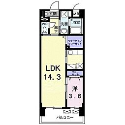 ポエム藤の木 1LDKの間取図画像
