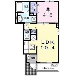 ファミールシャトーB 1LDKの間取図画像