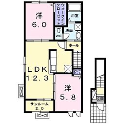 メゾンソレイユ 2LDKの間取図画像