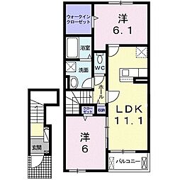 エム・スマイル 2階2LDKの間取り