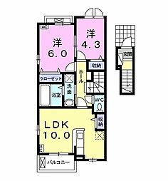 エスペランサＳ　II 2階2LDKの間取り