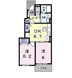 アルコ　バレーノ 1階2DKの間取り