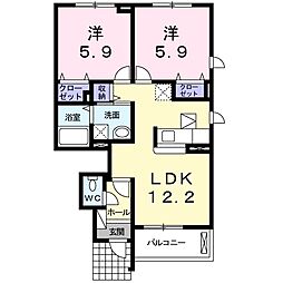 サウスコート 2LDKの間取図画像