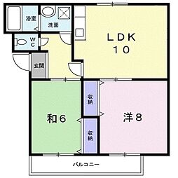 ハイツ沖田 2LDKの間取図画像