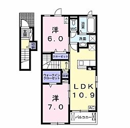 れんげ荘 2LDKの間取図画像