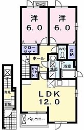 メルシーB 2LDKの間取図画像