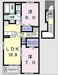 リバーサイドレジデンス 2LDKの間取図画像