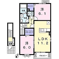 ハイマート苗木 2LDKの間取図画像