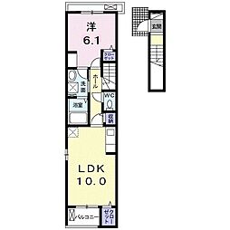 アベニール　Ｂ 2階1LDKの間取り