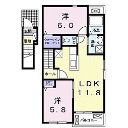 ルフレール2 2LDKの間取図画像
