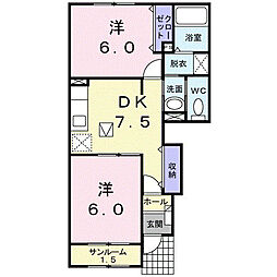 グラン・コリーヌS 2DKの間取図画像
