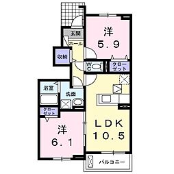 サン・ハイツ上光 2LDKの間取図画像