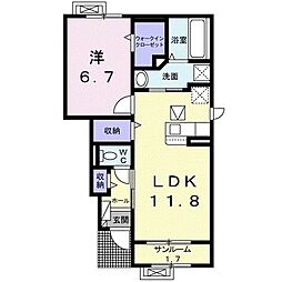 レガリアI 1階1LDKの間取り