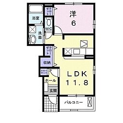 アンソレイエ 1LDKの間取図画像