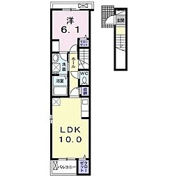 ココ・クレール 2階1LDKの間取り