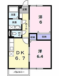 ハイツビレッジコート 2DKの間取図画像
