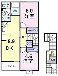 J-シャモニーB 2DKの間取図画像