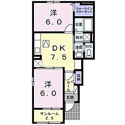 エターナル2B 2DKの間取図画像