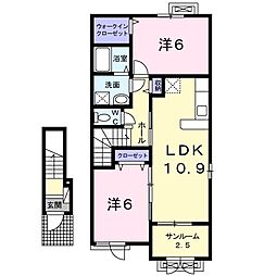 コスメニア 2LDKの間取図画像