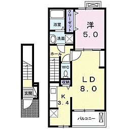 グラースフラン 1LDKの間取図画像